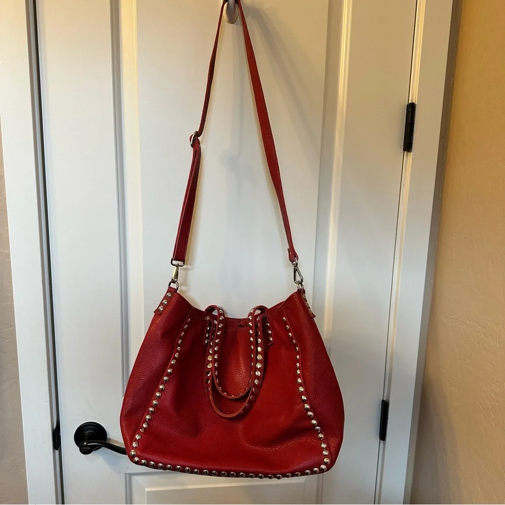 Genuine Leather Gorgeous Italian Red Studded Bag. Purchased in Venice, Italy - Picture 2 of 8